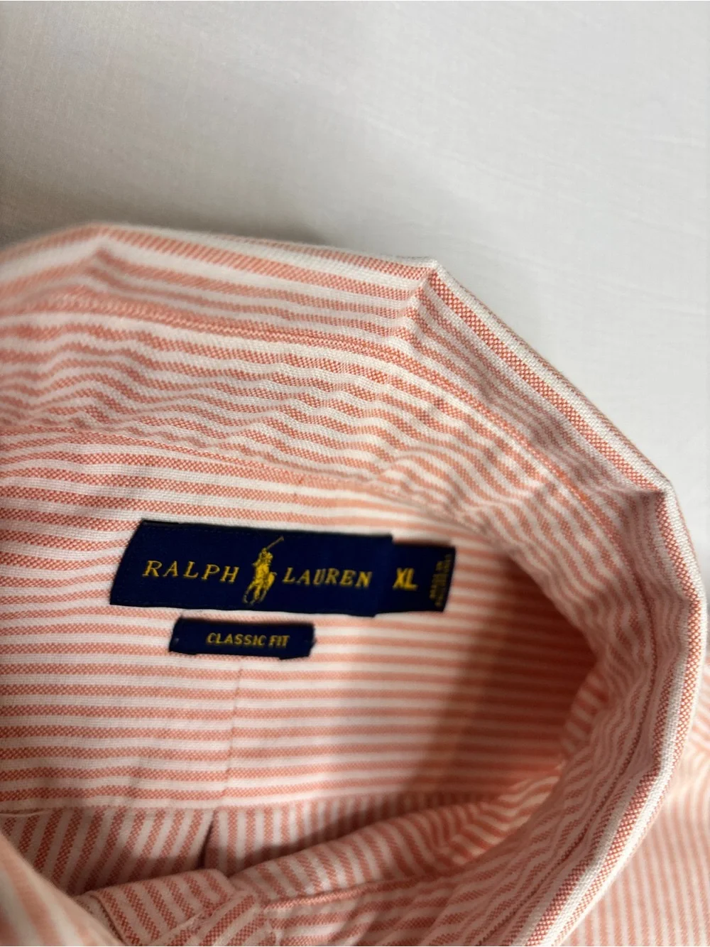 Ralph Lauren Classic Fit XL Pink White Stripe Button Down Shirt Cotton Pony Men